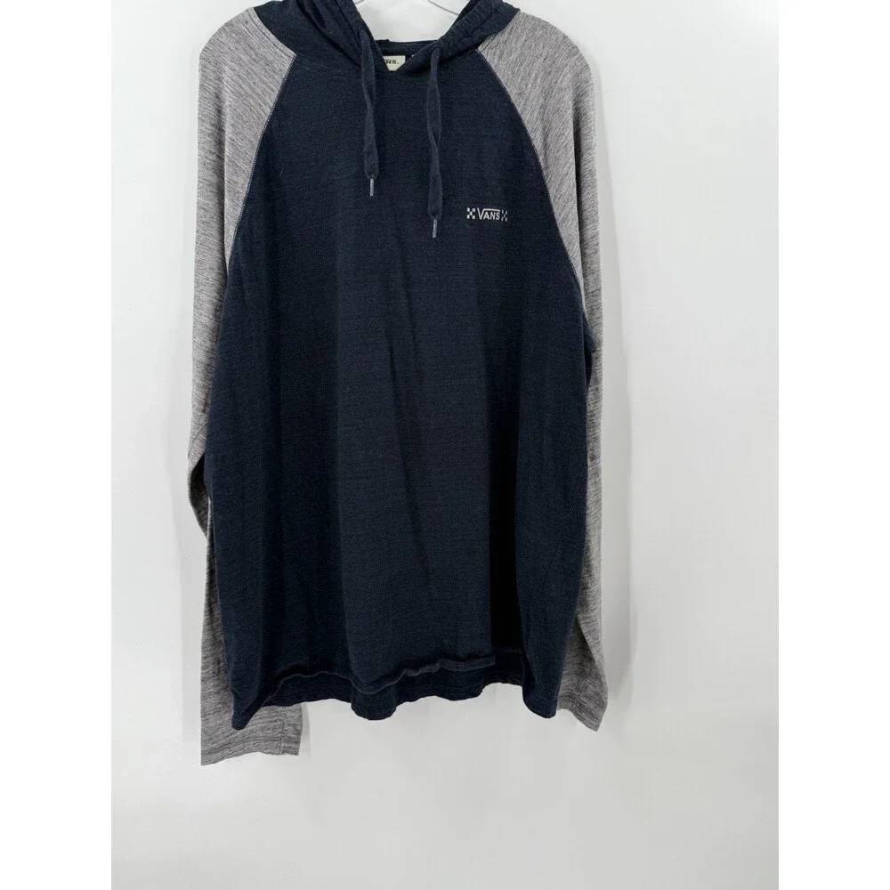 VANS Mens XXL Blue Oversized 100% Cotton Hoodie Skater Sports Sweatshirt EUC